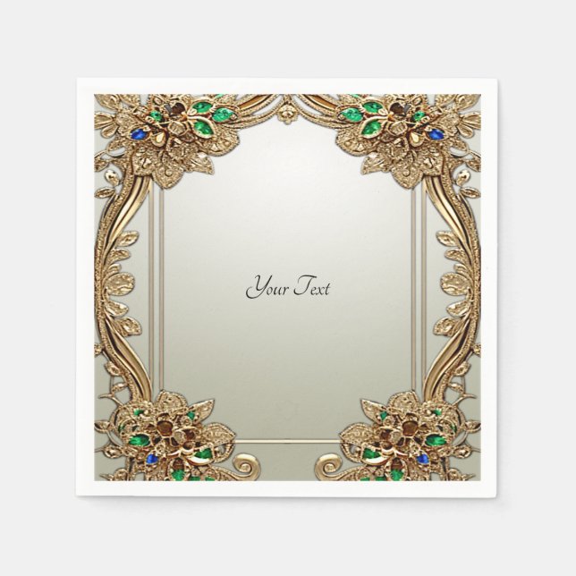 Elegant Gold Ornate Napkins (Front)