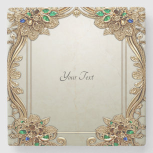 Elegant Gold Ornate Stone Coaster