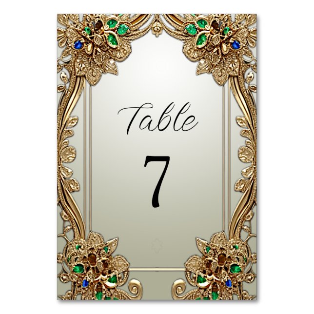 Elegant Gold Ornate Table Number (Front)