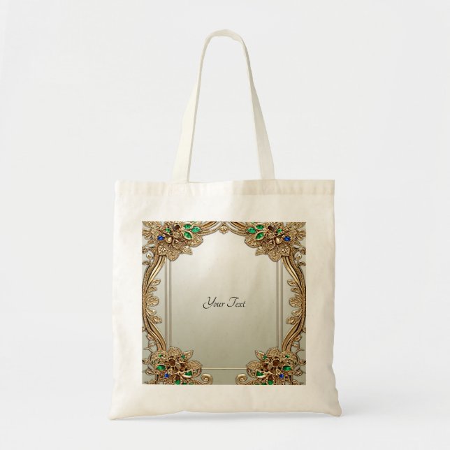 Elegant Gold Ornate Tote Bag (Front)