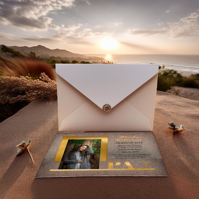 Elegant Gold PA Caduceus Photo Graduation Acrylic Invitations (Elegant  Gold Tone "PA" Physician's Assistant Caduceus Photo Graduation Acrylic Invitations)