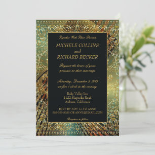 Elegant Gold Paisley Invitation