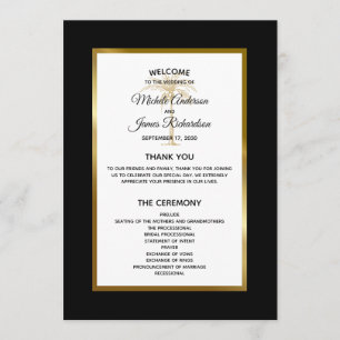 Elegant Gold Palm Tree Modern Tropical Wedding Programme