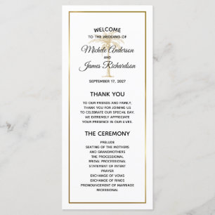 Elegant Gold Palm Tree Tropical Wedding Programme