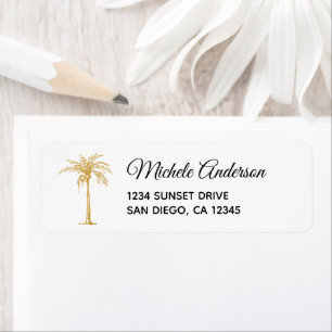 Elegant Gold Palm Tree Wedding Return Address