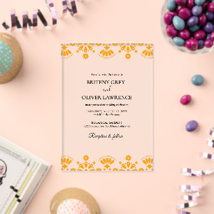 Elegant Gold Papel Picado weeding Acrylic Invitations