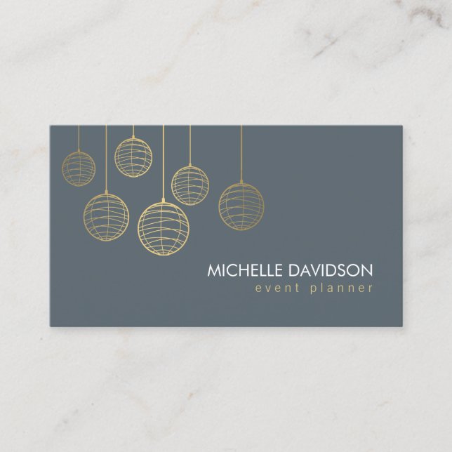 Elegant Gold Paper Lanterns 4 for Event Planner Business Card (Front)