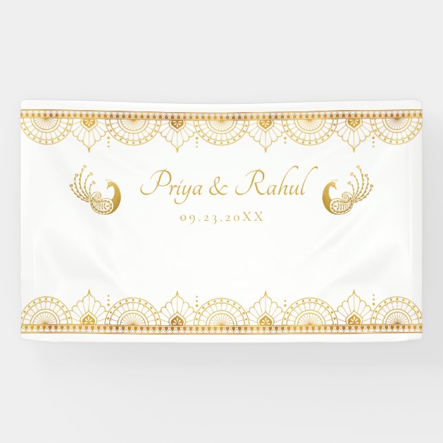 Elegant Gold Pattern Indian Wedding Banner (Horizontal)