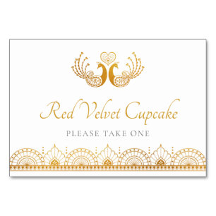 Elegant Gold Pattern Indian Wedding Buffet Label Table Number