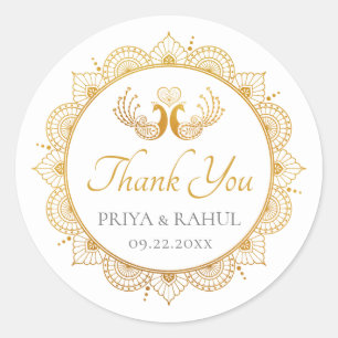 Elegant Gold Pattern Indian Wedding Favour Label