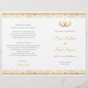 Elegant Gold Pattern Indian Wedding Program