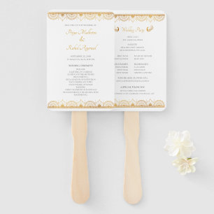 Elegant Gold Pattern Indian Wedding Program Hand Fan