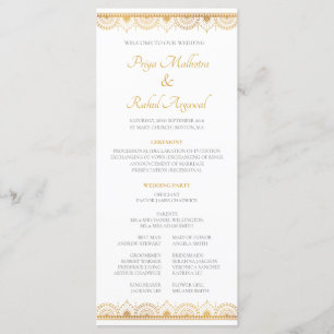 Elegant Gold Pattern Indian Wedding Programme