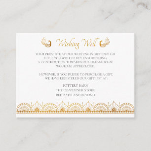Elegant Gold Pattern Indian Wedding Registry Enclosure Card