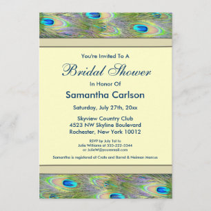 Elegant Gold Peacock Bridal Shower Invitation