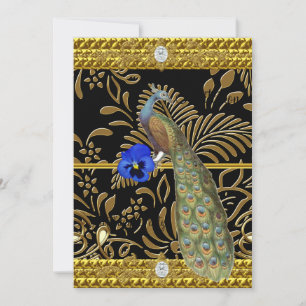 Elegant Gold Peacock Invitation