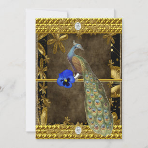 Elegant Gold Peacock Invitation