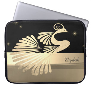 Elegant Gold Peacock - Personalised Laptop Sleeve