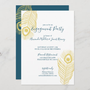 Elegant Gold Peacock Wedding Engagement Party Invitation