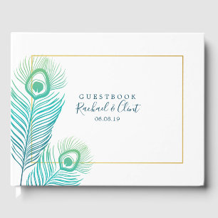 Elegant Gold Peacock Wedding Guestbook