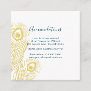 Elegant Gold Peacock Wedding Hotel Accomodations Enclosure Card