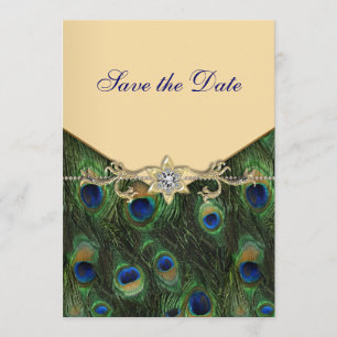 Elegant Gold Peacock Wedding Invitations