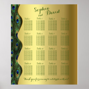 Elegant Gold Peacock Wedding Seating Chart