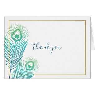 Elegant Gold Peacock Wedding Thank You Card