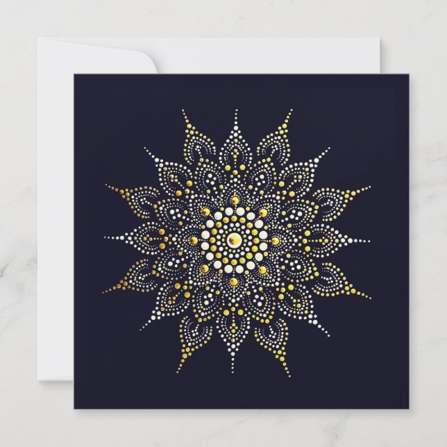 Elegant Gold & Pearl Mandala Blank Note Card (Front)