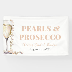 Elegant Gold Pearls and Prosecco Bridal Shower Banner