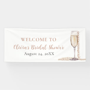 Elegant Gold Pearls and Prosecco Bridal Shower Banner