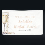 Elegant Gold Pearls and Prosecco Bridal Shower Banner<br><div class="desc">Announce the celebration in style with our Elegant Gold Pearls and Prosecco Bridal Shower Banner. Crafted with exquisite attention to detail, this banner exudes sophistication and charm. Each letter is adorned with shimmering gold accents and delicate pearls, creating an opulent backdrop for the occasion. With a touch of sparkling prosecco...</div>