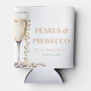 Elegant Gold Pearls and Prosecco Bridal Shower Can Cooler