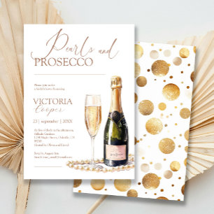 Elegant Gold Pearls and Prosecco Bridal Shower Invitation