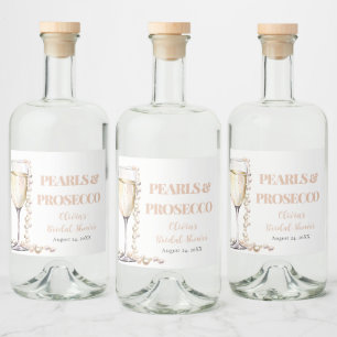 Elegant Gold Pearls and Prosecco Bridal Shower Liquor Bottle Label
