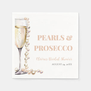 Elegant Gold Pearls and Prosecco Bridal Shower Napkin