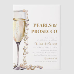 Elegant Gold Pearls and Prosecco Bridal Shower Vellum Invitations