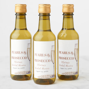 Elegant Gold Pearls and Prosecco Bridal Shower Wine Label