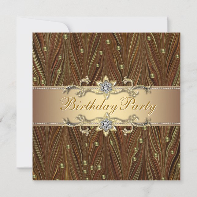 Elegant Gold Pearls Birthday Party Invitation (Front)
