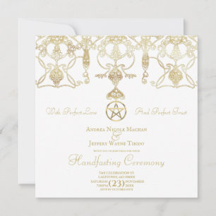 Elegant Gold Pentacle Handfasting Invitation