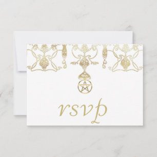 Elegant Gold Pentacle Handfasting RSVP Card