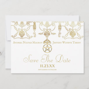 Elegant Gold Pentacle Handfasting Save The Date