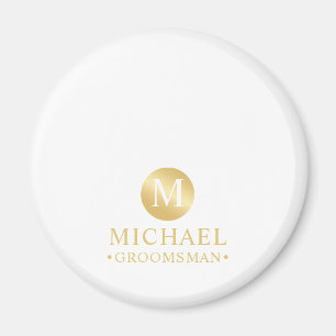 Elegant Gold Personalised Groomsmen Magnet