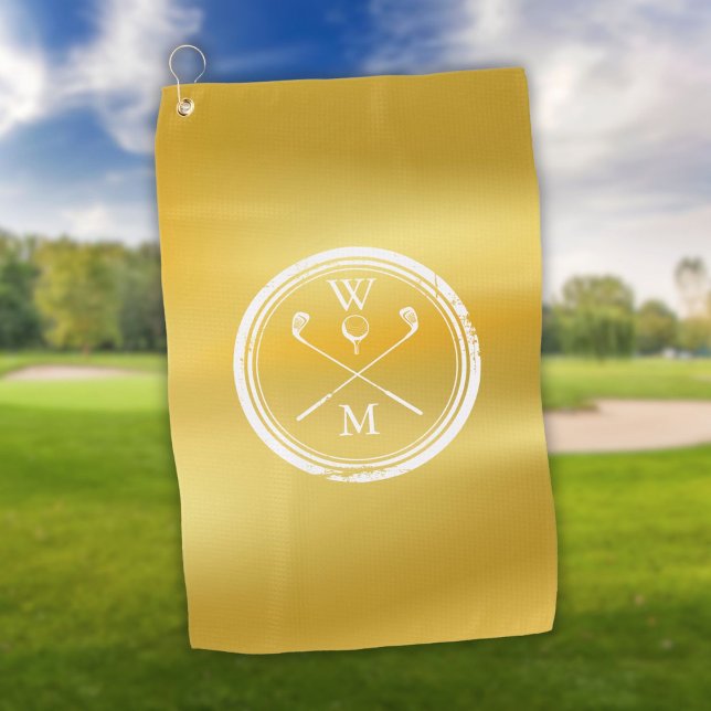 Elegant Gold Personalised Monogram Initials Golf Towel (Elegant Gold Personalized Monogram Initials Golf Towel)