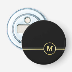 Elegant gold Personalised Monogram on black Bottle Opener