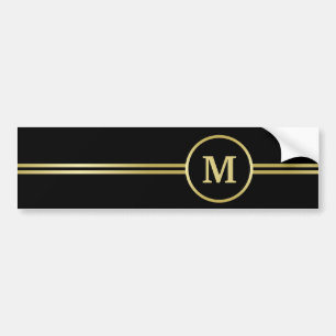 Elegant gold Personalised Monogram on black Bumper Sticker