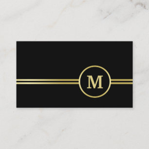 Elegant gold Personalised Monogram on black Business Card