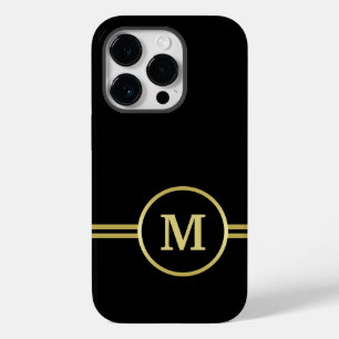 Elegant gold Personalised Monogram on black Case-Mate iPhone 14 Pro Case