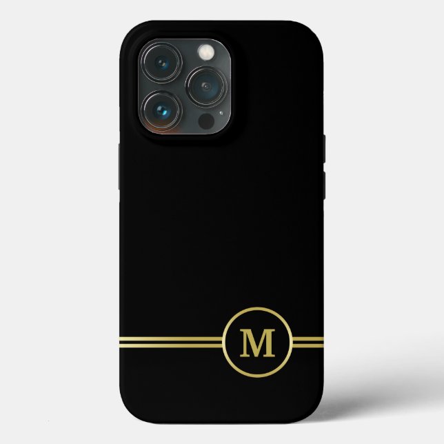 Elegant gold Personalised  Monogram on black  Case-Mate iPhone Case (Back)