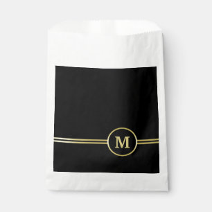 Elegant gold Personalised  Monogram on black  Favour Bags